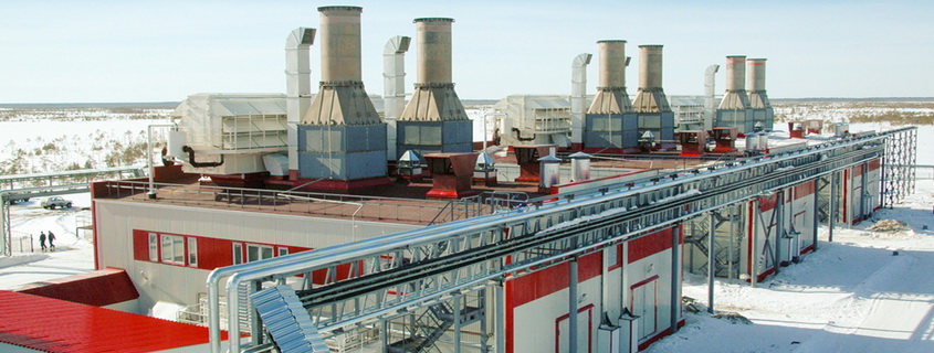Pairwise placement of gas turbine units in machine rooms was first used at the Vatyegan GTPP