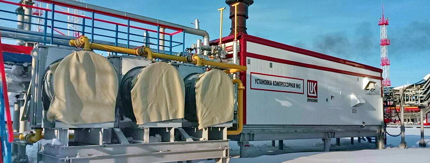 Compressor unit to compress gas of condensate de-ethanization