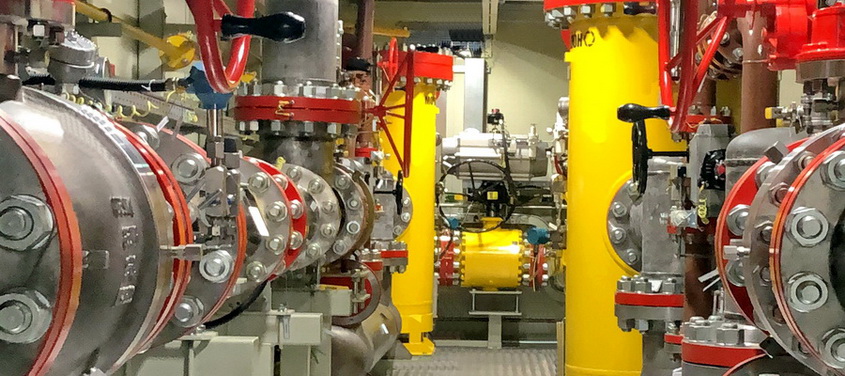 Process compartment of the gas receiving station