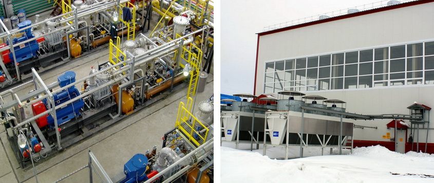 Booster compressor station of the hangar type