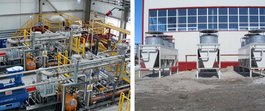 Booster compressor station of the hangar type