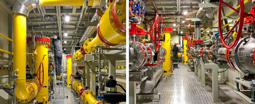 Process compartments of gas receiving stations
